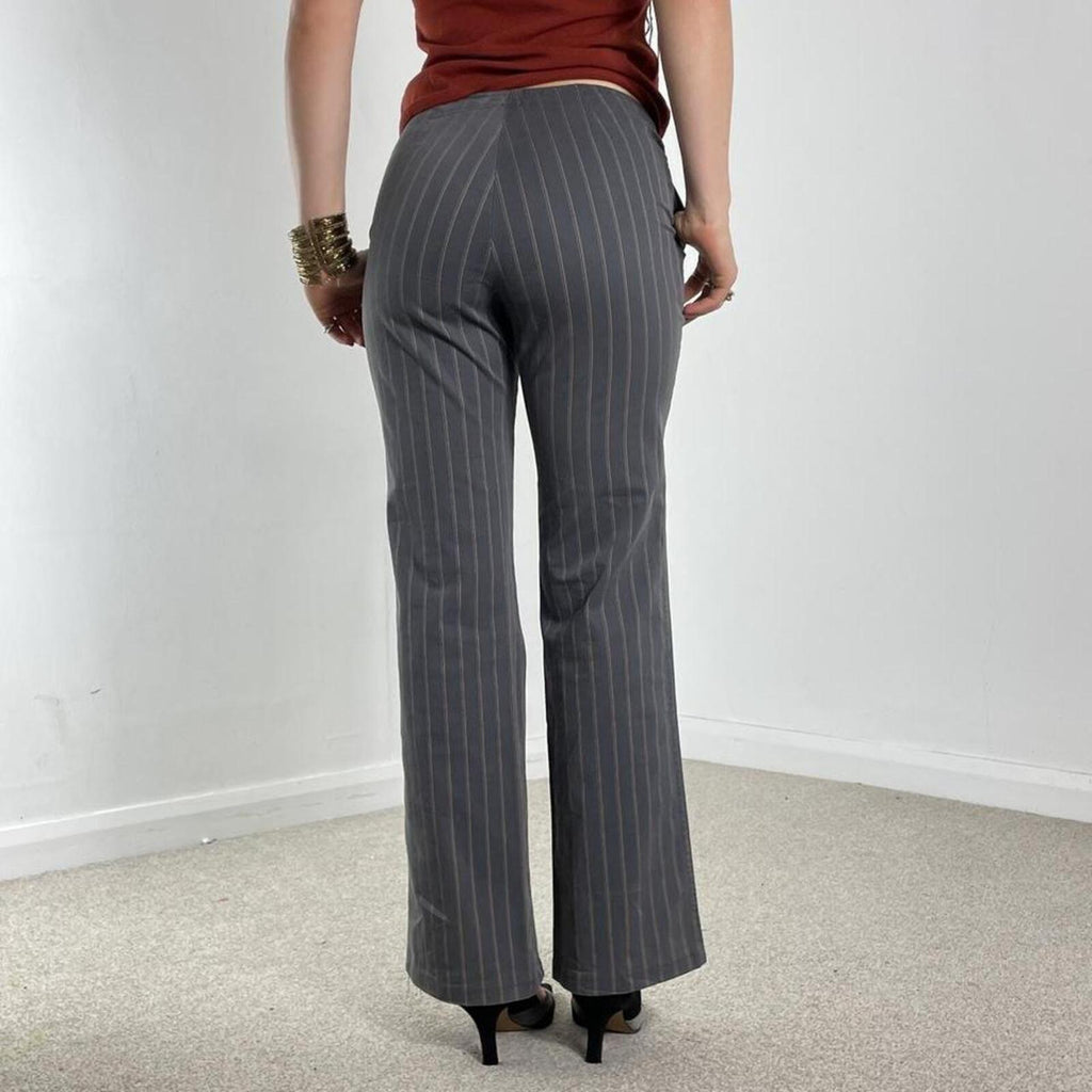 Pinstripe vintage low rise flared trousers