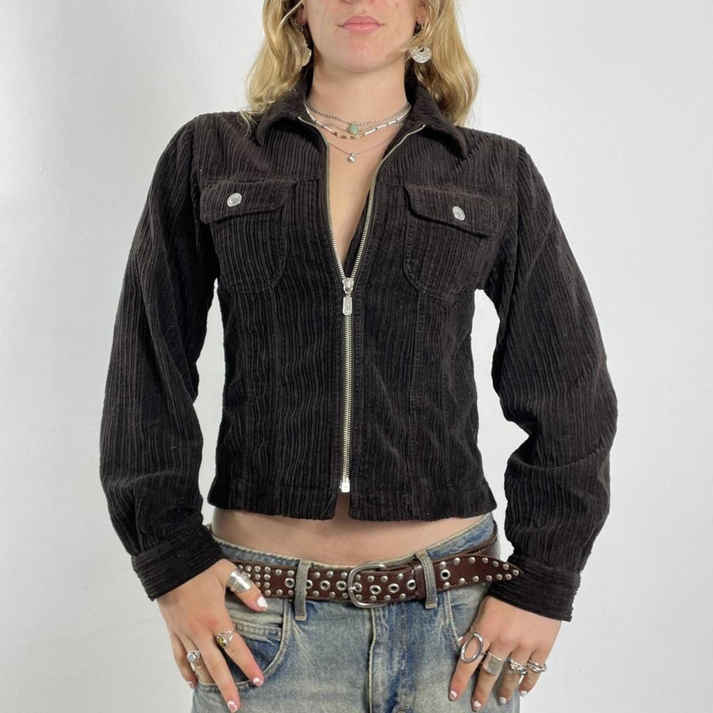 Brown cordury zip up jacket