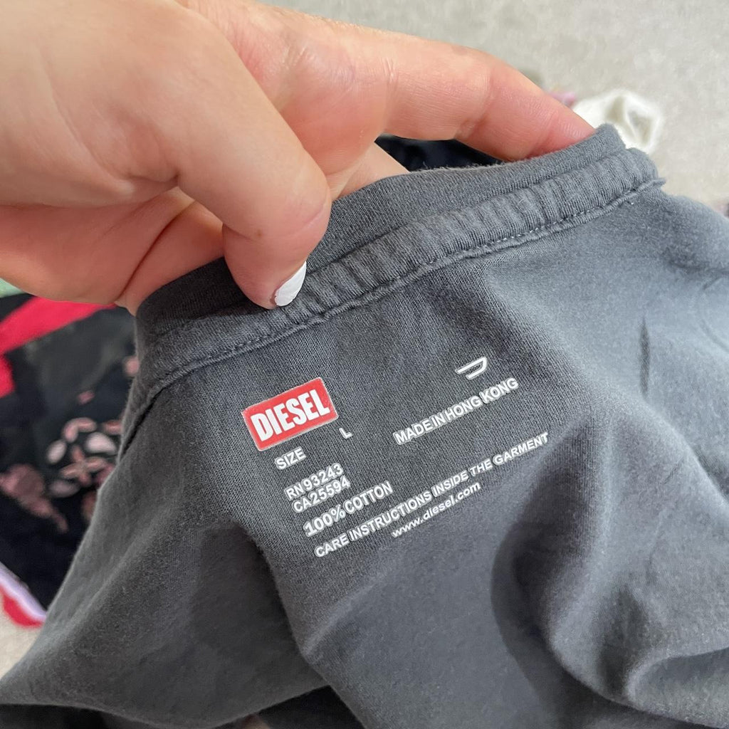 Diesel stone grey graphic baby tee