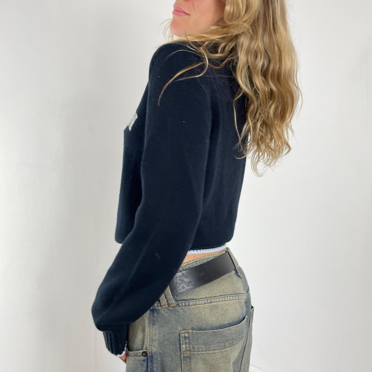 Navy knitted benetton zip up jumper