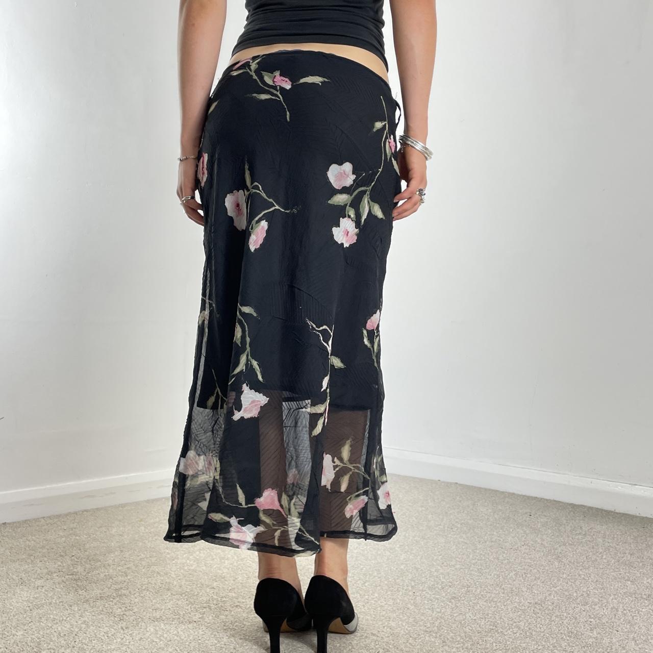 Floral and black double layred maxi skirt