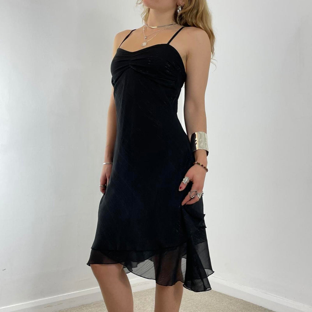 Double layred black mesh evening dress
