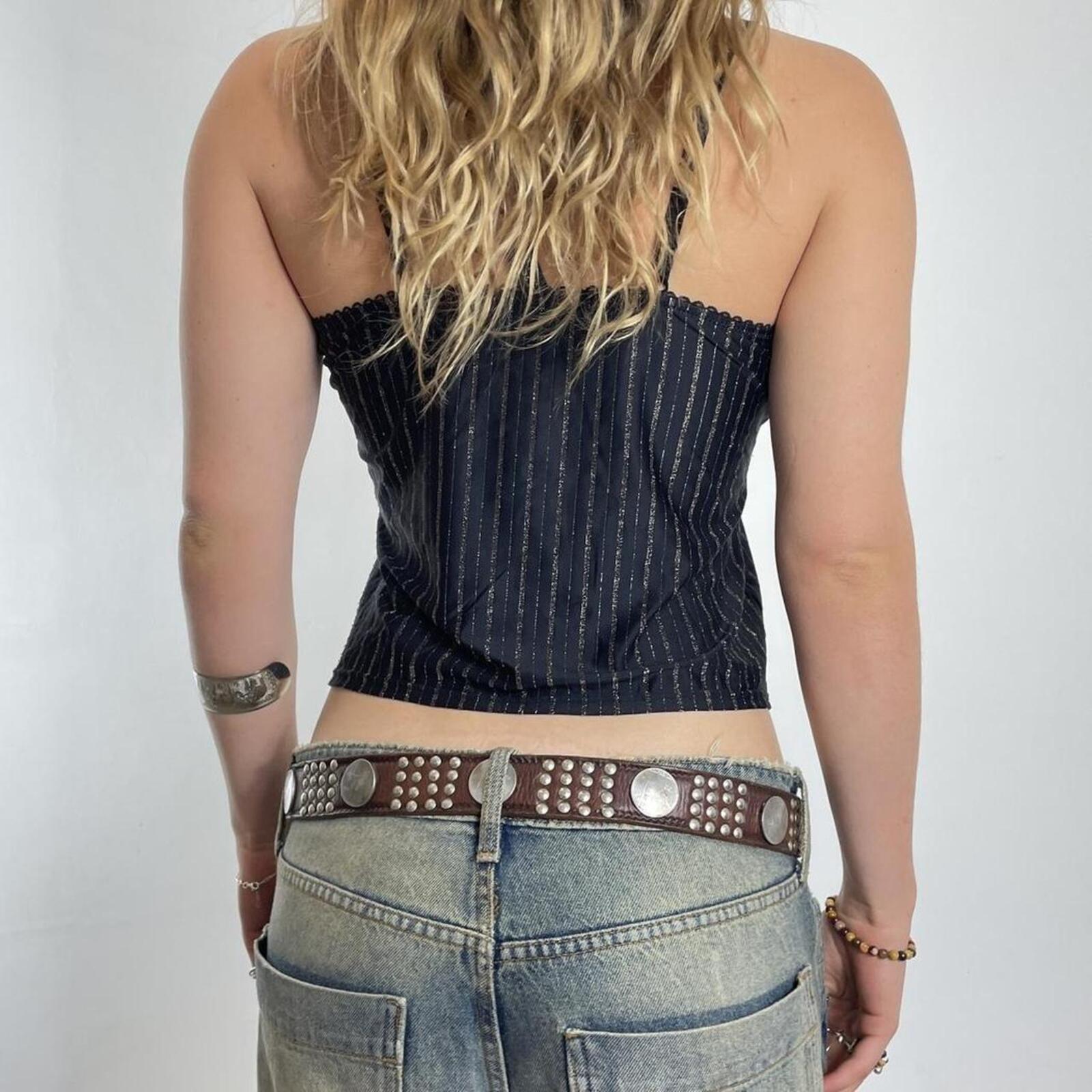 Gold and black striped lose fit flittery cami top