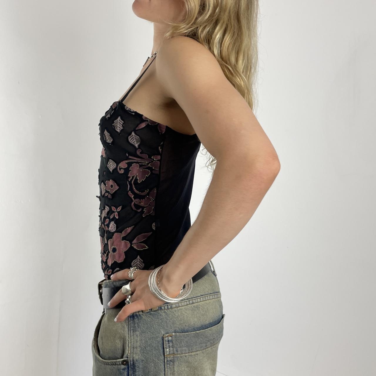Vintage pink and black corset velvet top with gold lacing