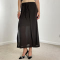 Vintage full length mesh alt wrap brown skirt slits up the sides