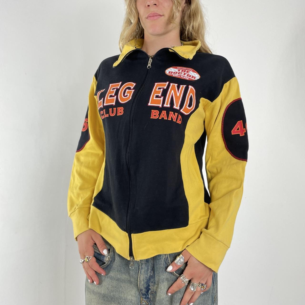 Vintage yellow and black graphic racer zip up