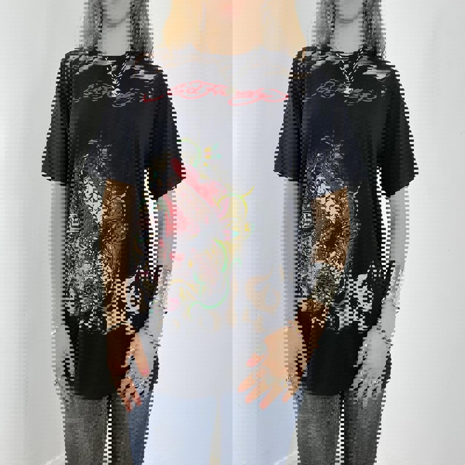 00's Graphic Ed Hardy spell out tee