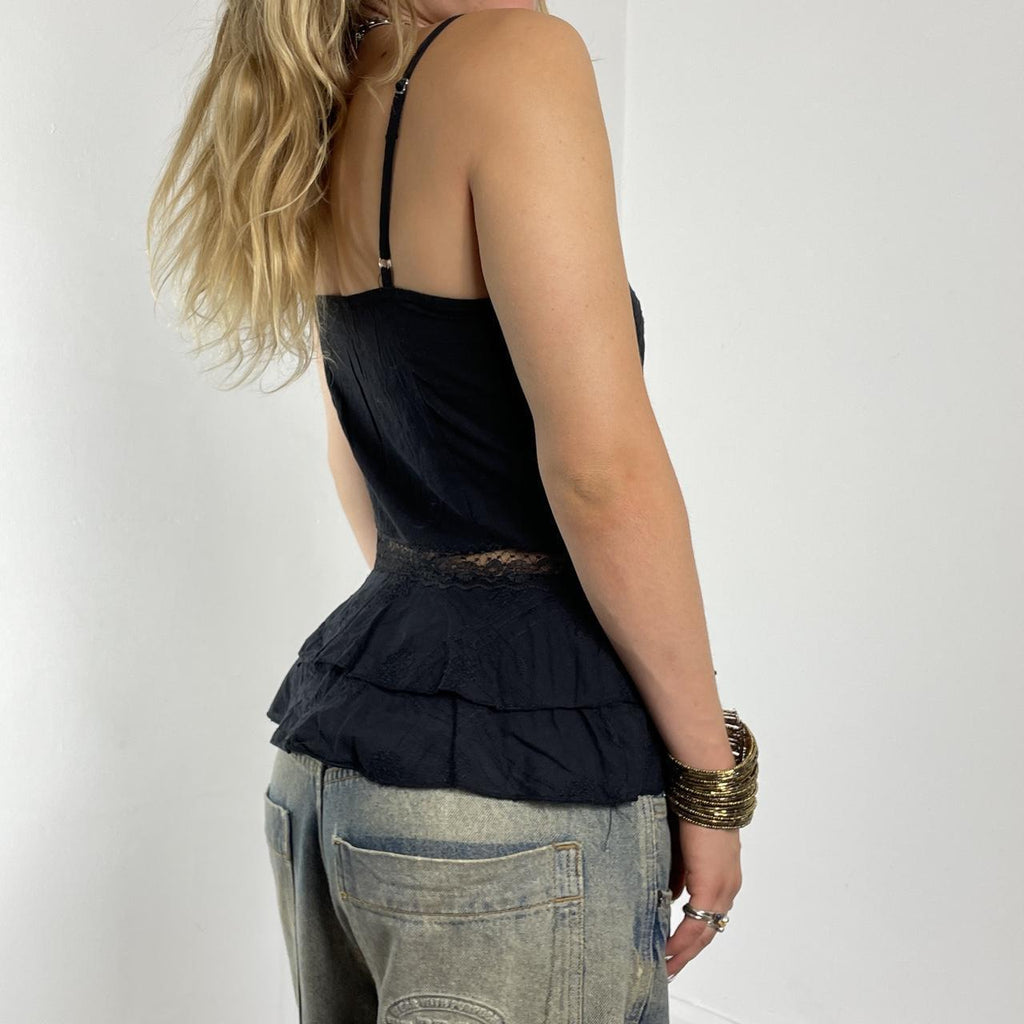 Cotton flowy lace top with ribbon in the middle