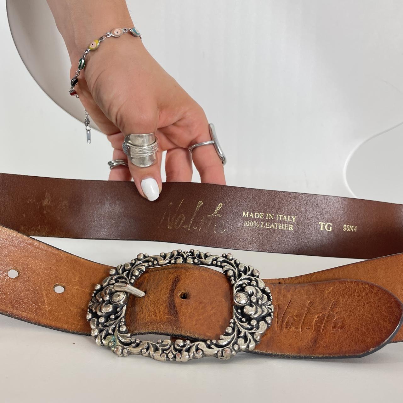 Brown and silver buckled Nolito belt