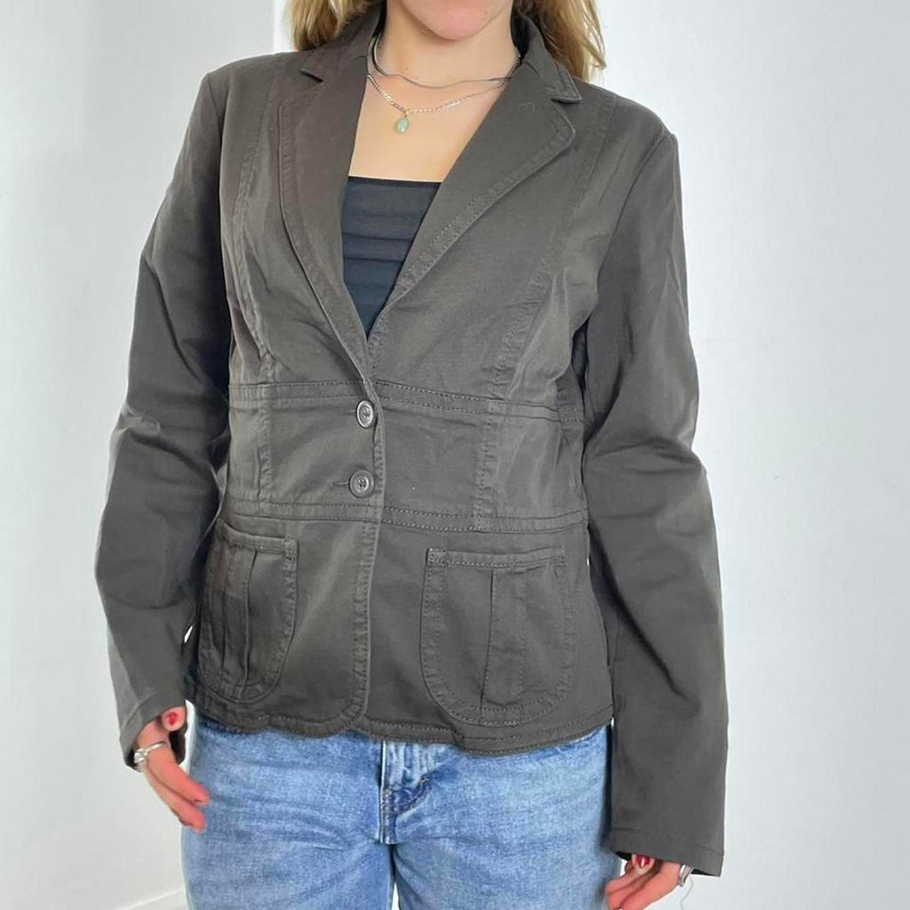 Brown fitted double button jacket
