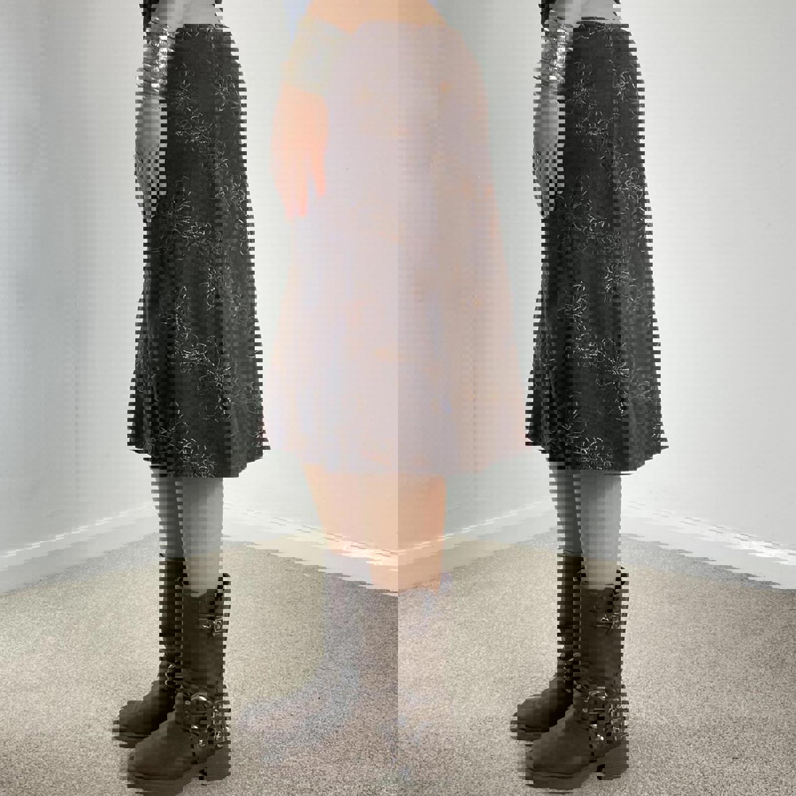 00's floral brown midi skirt