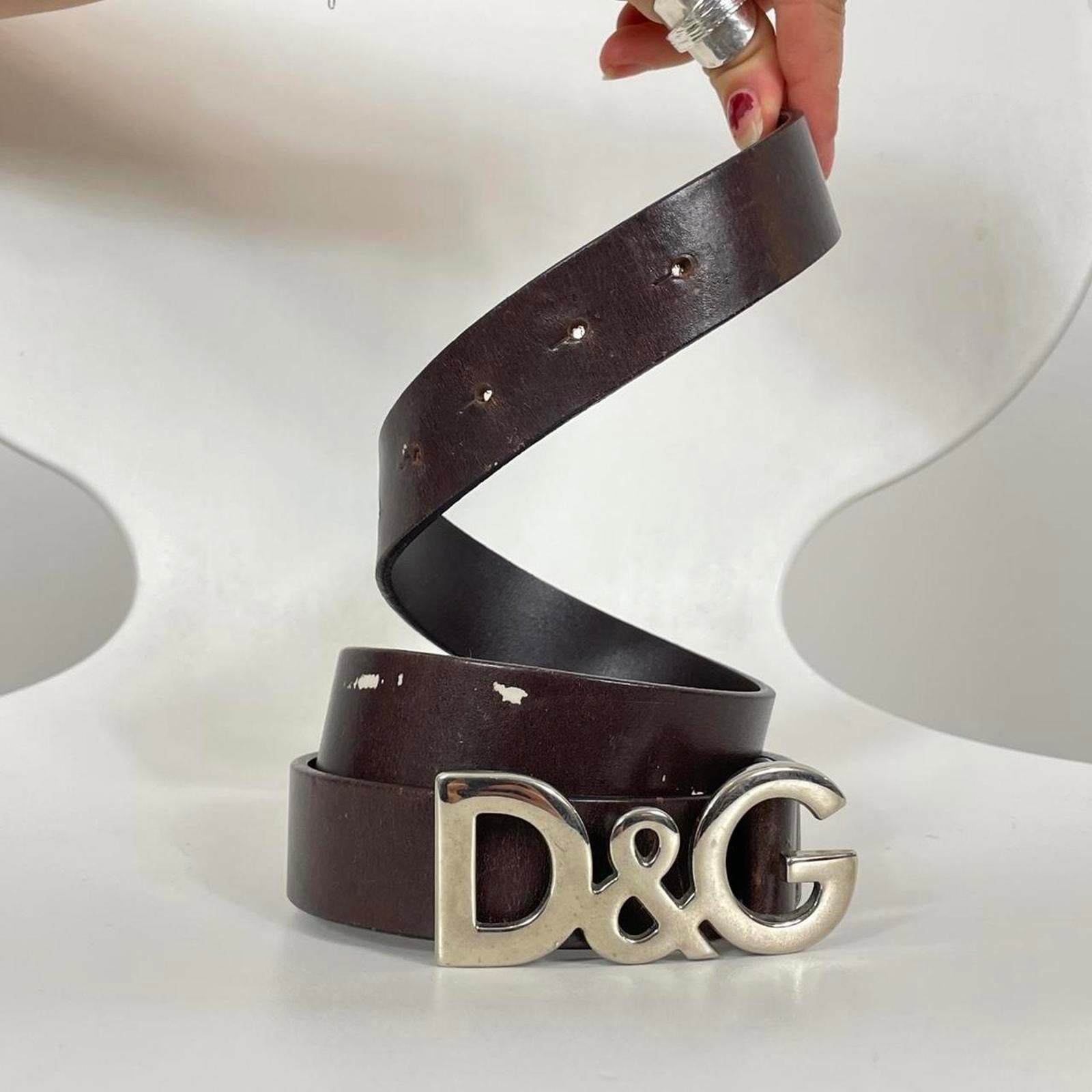 Dolce & Gabbana silver buckle brown belt