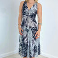 Vintage black and white patterened midi dress !!