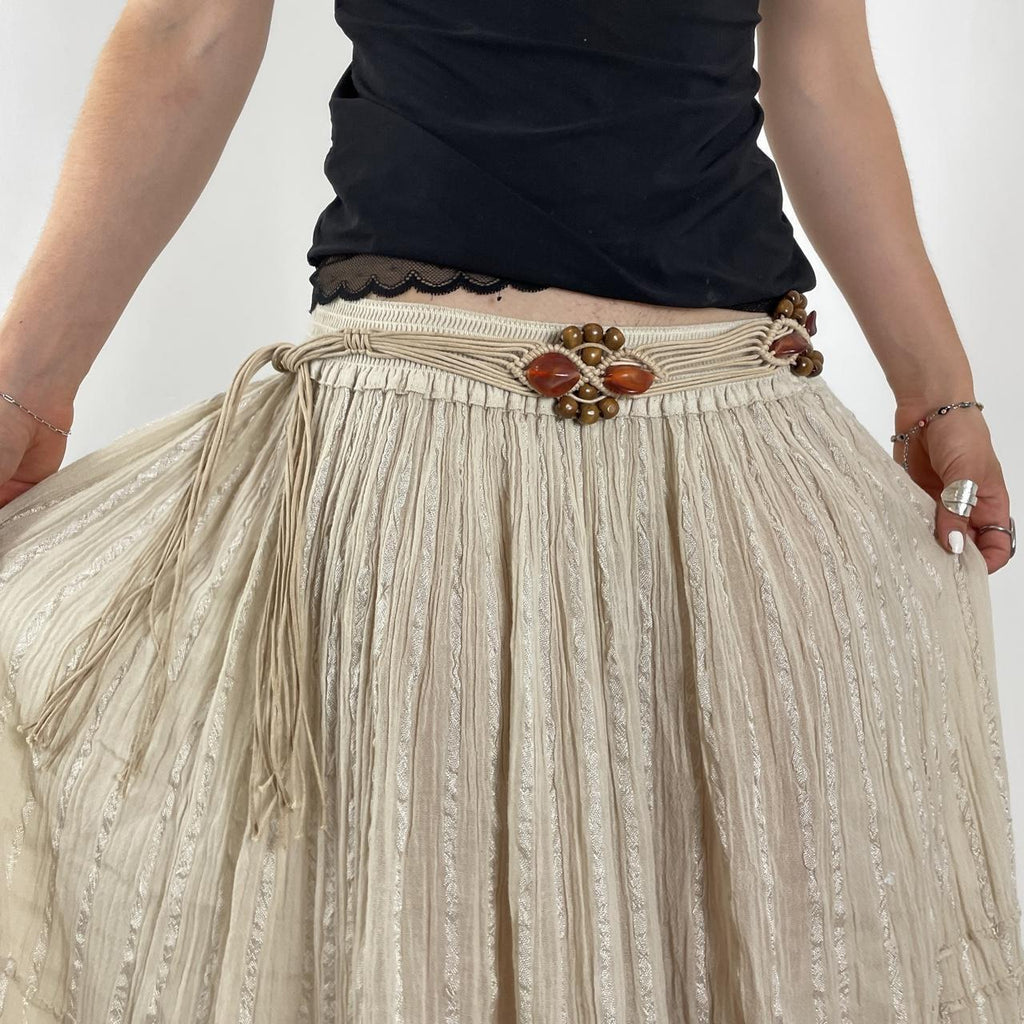 Plaited cream belt with beads