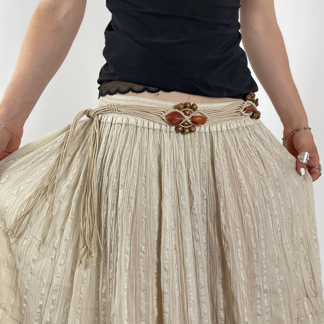 Plaited cream belt with beads