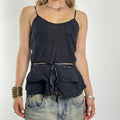 Cotton flowy lace top with ribbon in the middle