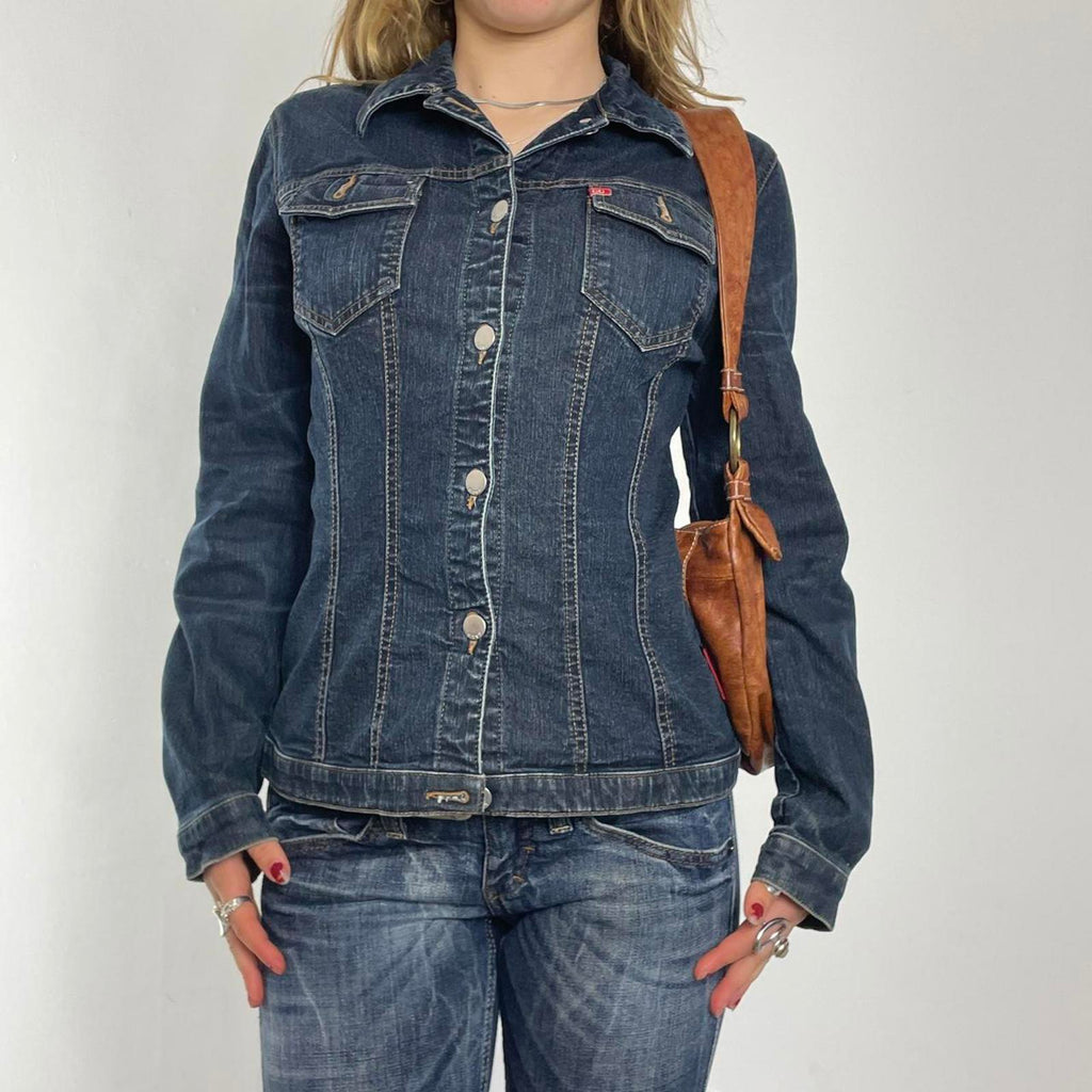 Miss sixty navy blue fitted button up denim jacket
