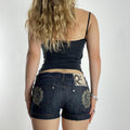 Y2K Hot low rise denim mini shorts with embroidery on the back