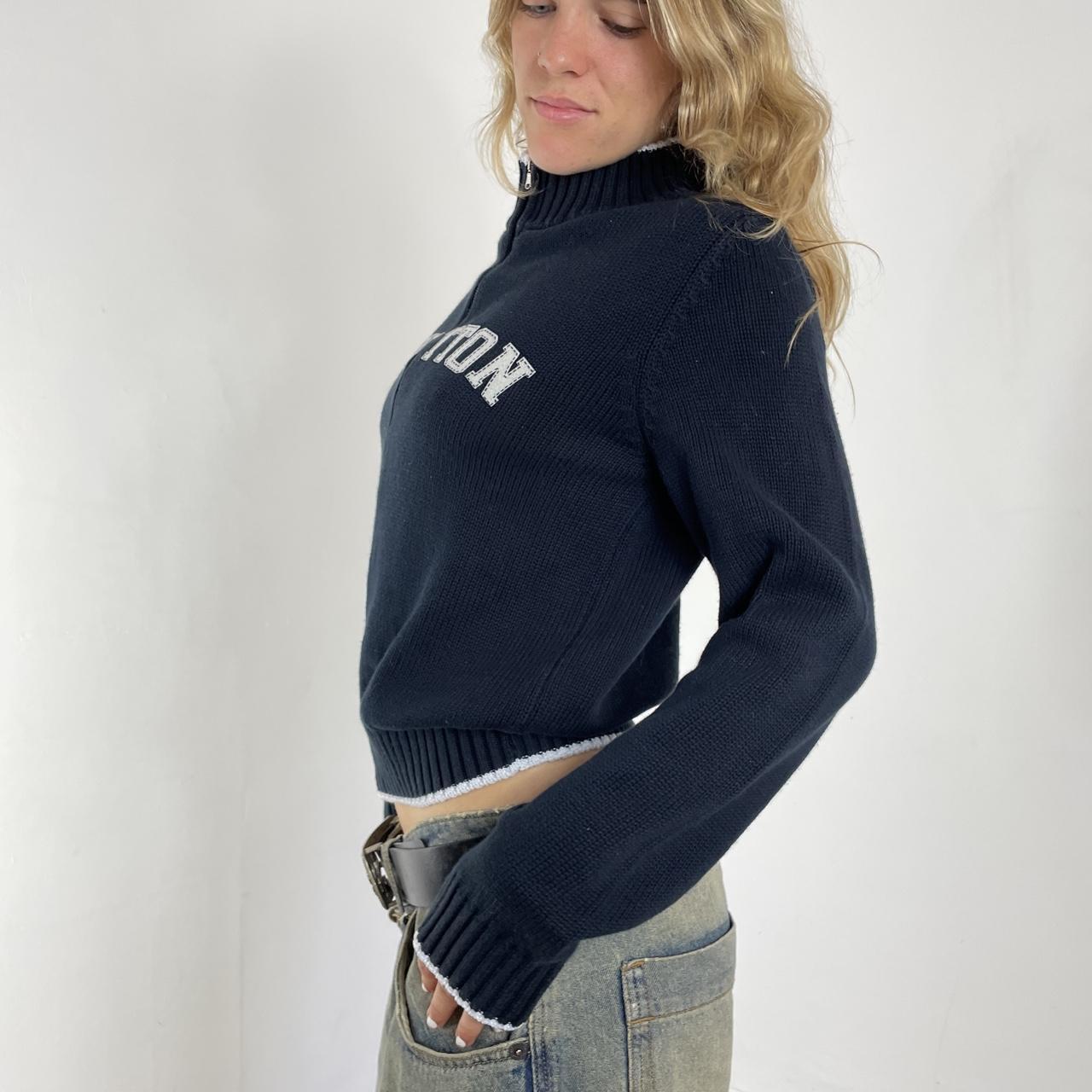 Navy knitted benetton zip up jumper