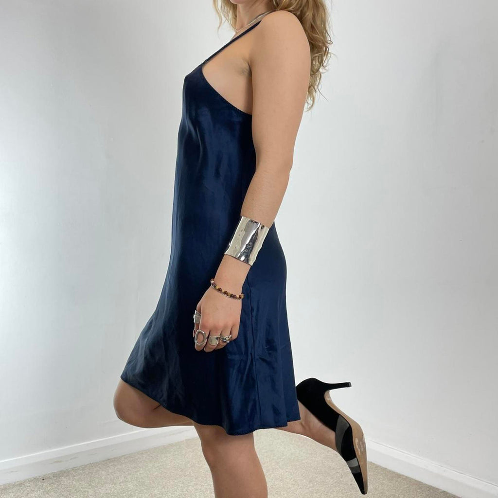 Sliky navy blue v neck slip dress