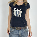 Black graphic fitted cat print tee