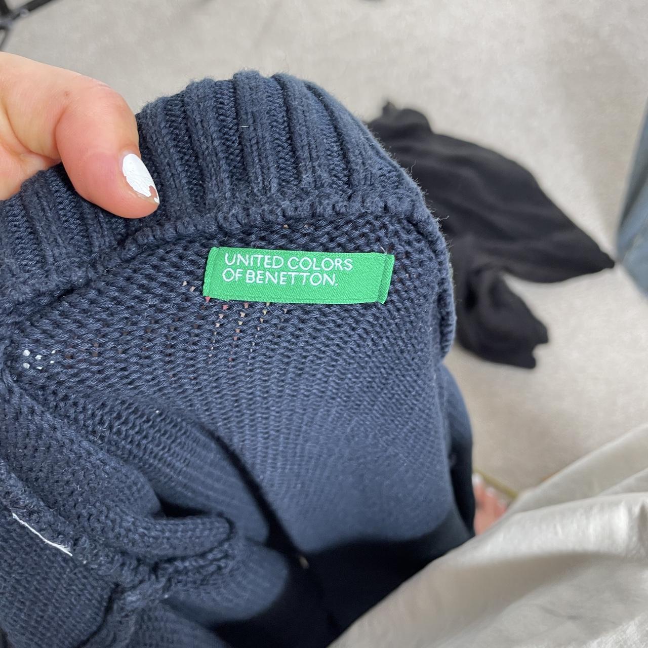 Navy knitted benetton zip up jumper