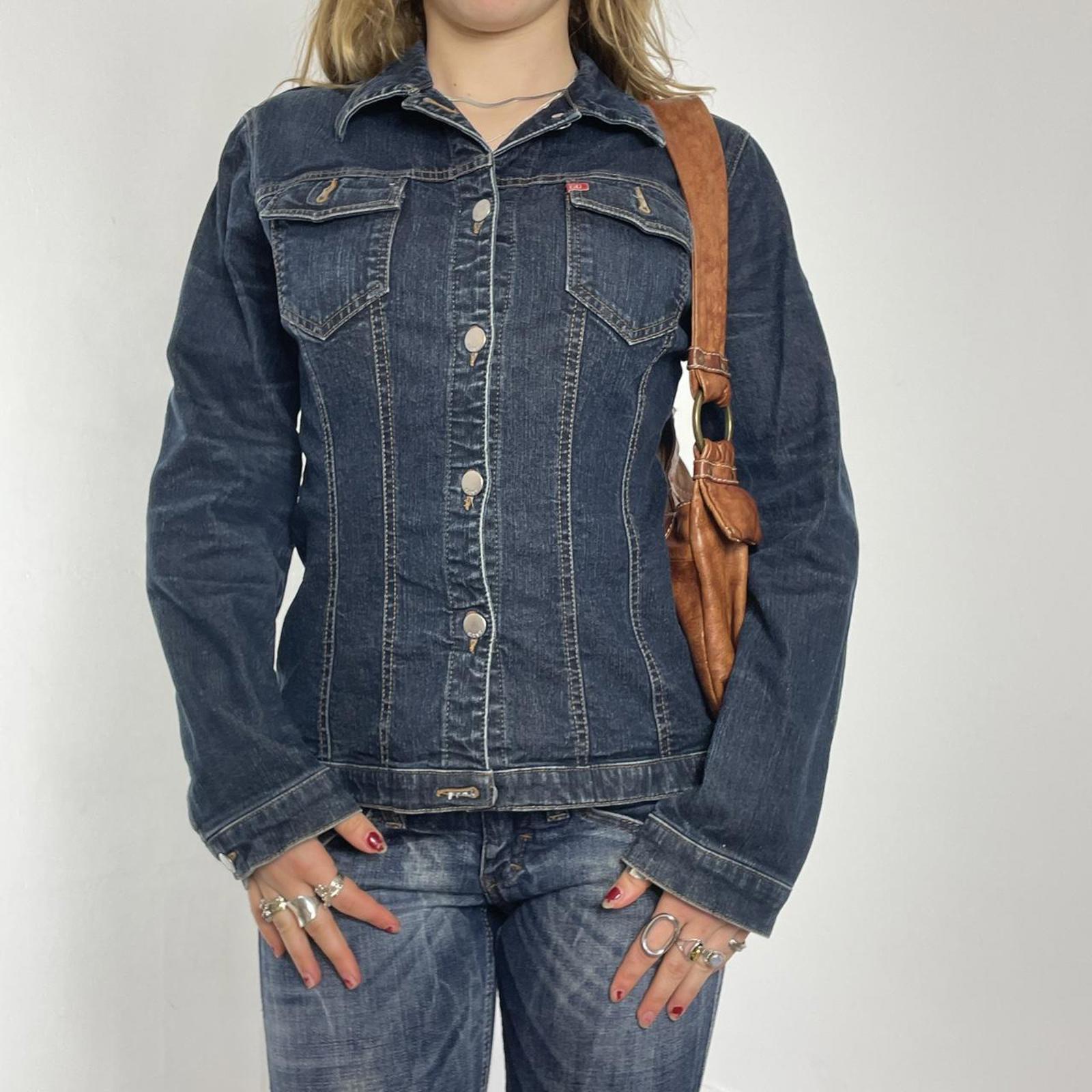 Miss sixty navy blue fitted button up denim jacket