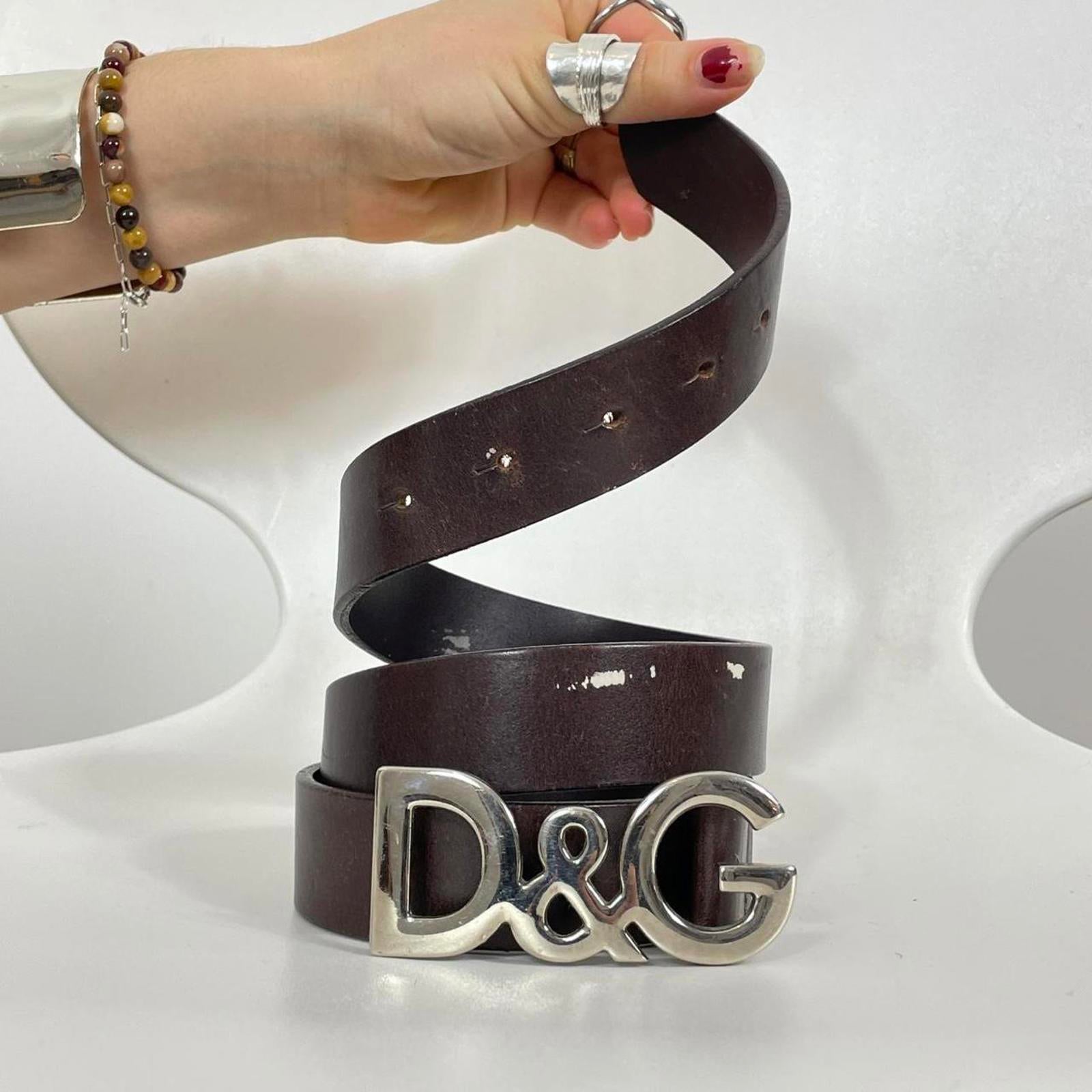 Dolce & Gabbana silver buckle brown belt