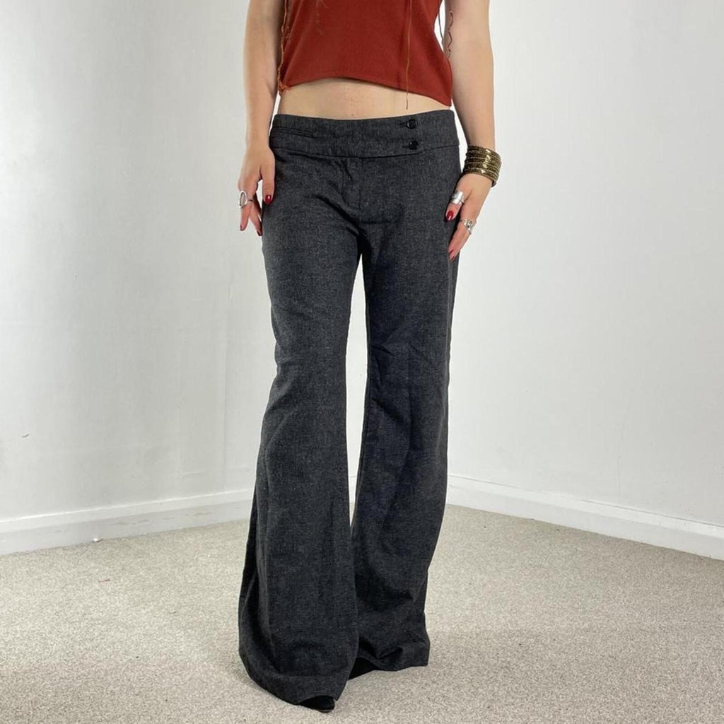 Low-rise Bell flared cotton office core wool trousers