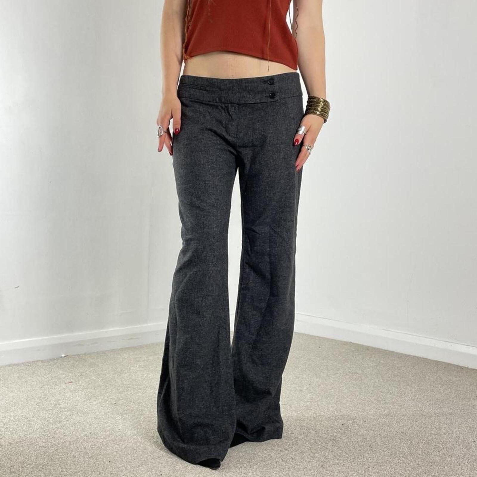 Low-rise Bell flared cotton office core wool trousers