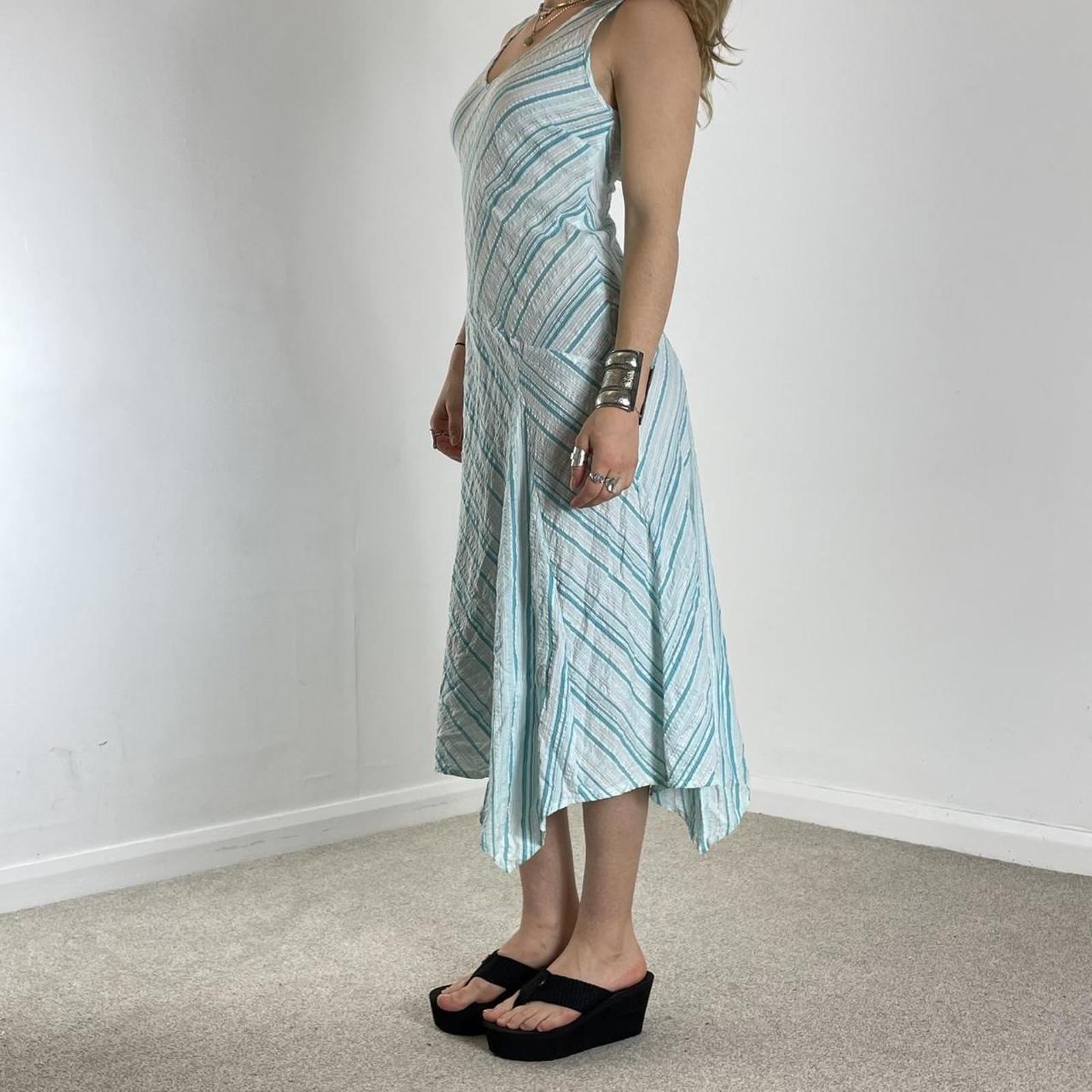 Striped asymmetrical blue and white vintage dress