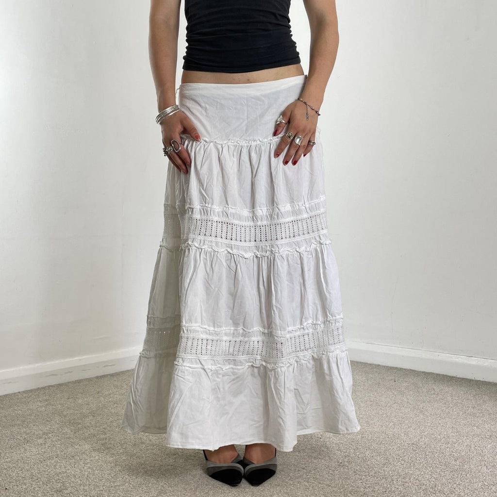 Vintage full length teired maxi skirt with mesh details