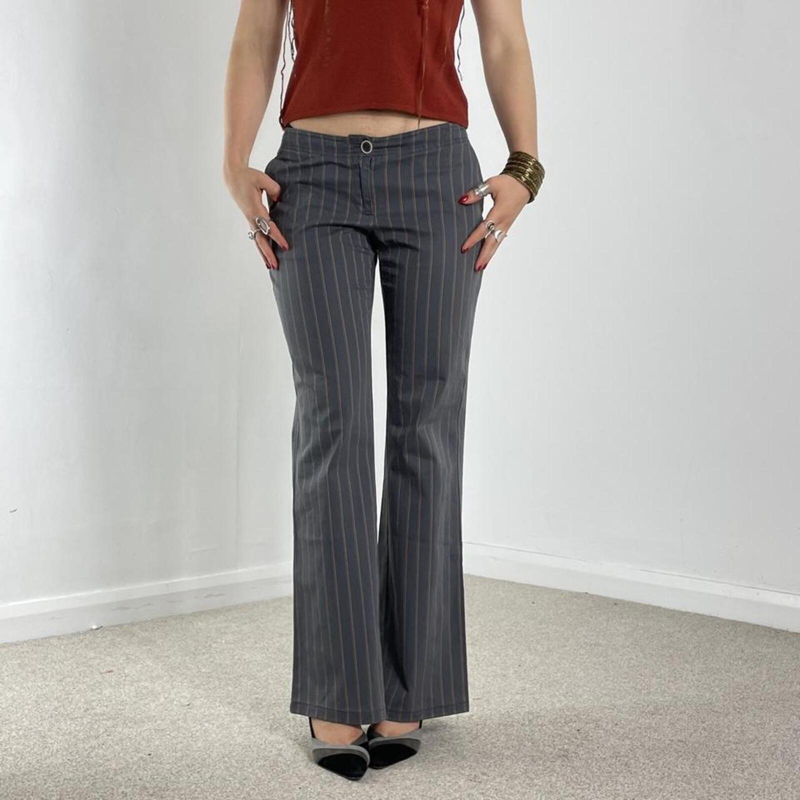 Pinstripe vintage low rise flared trousers