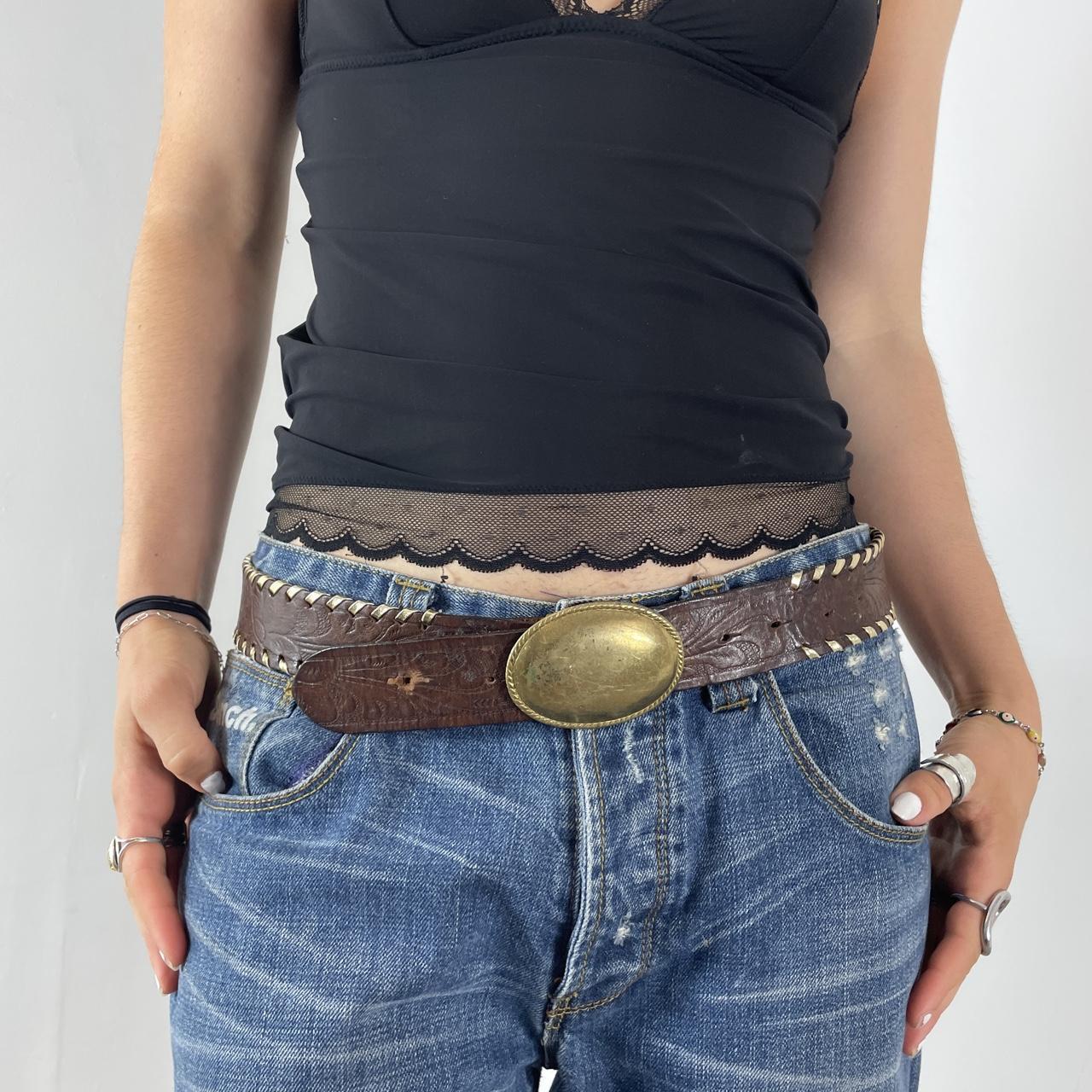 Vintage Brown and gold leather belt