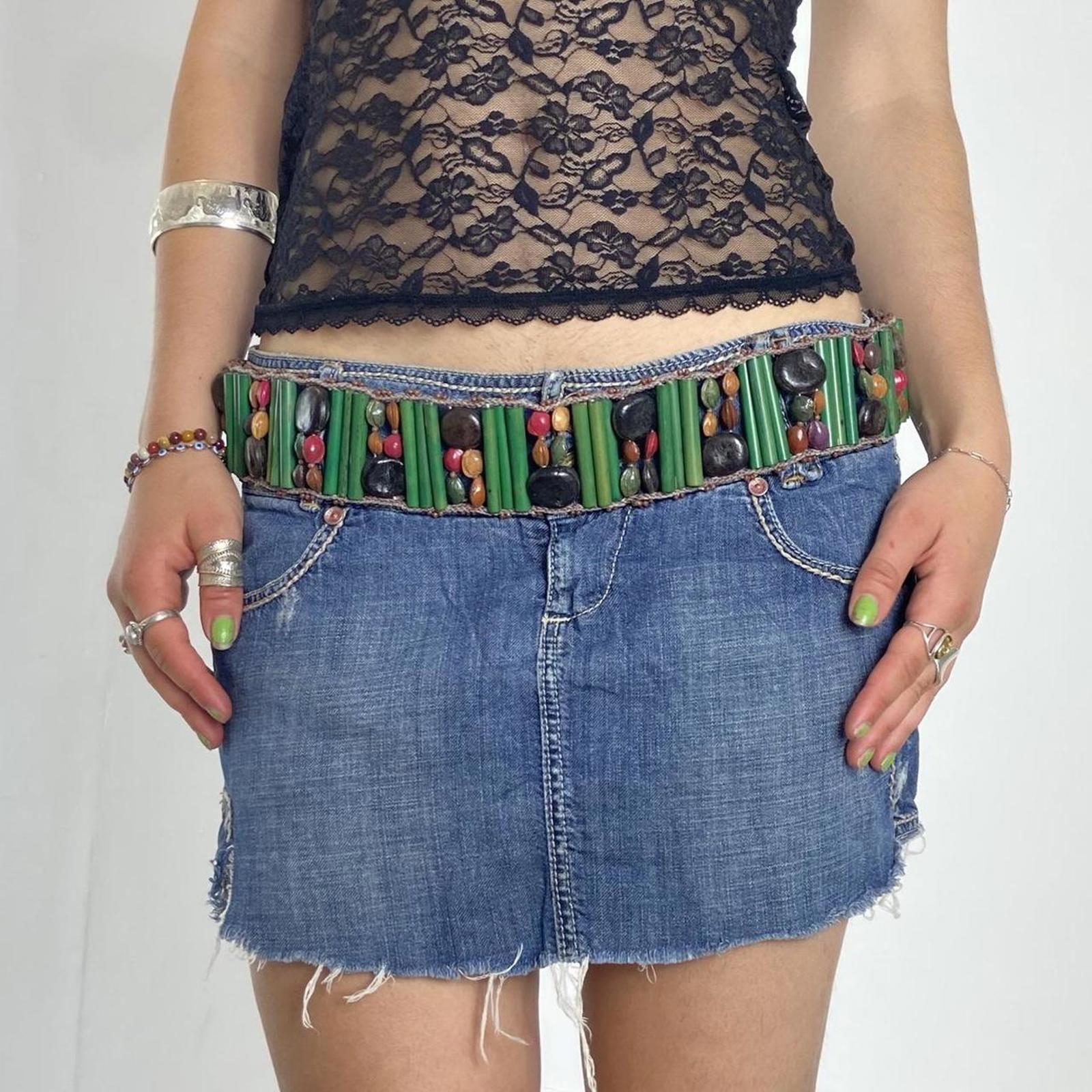 Beautiful green multi colored beaded festival belt