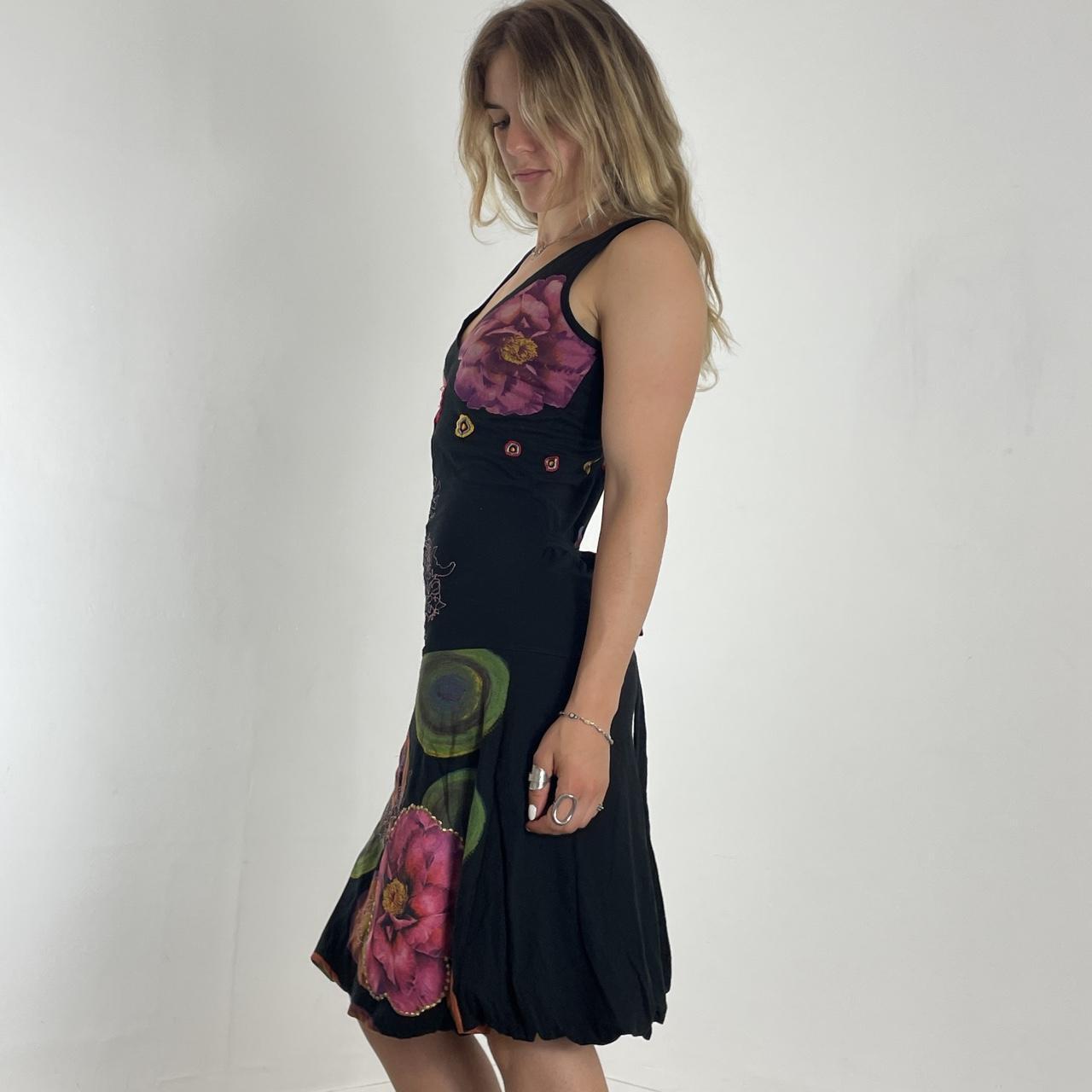 Desigual black multi-patterned V-neck dress