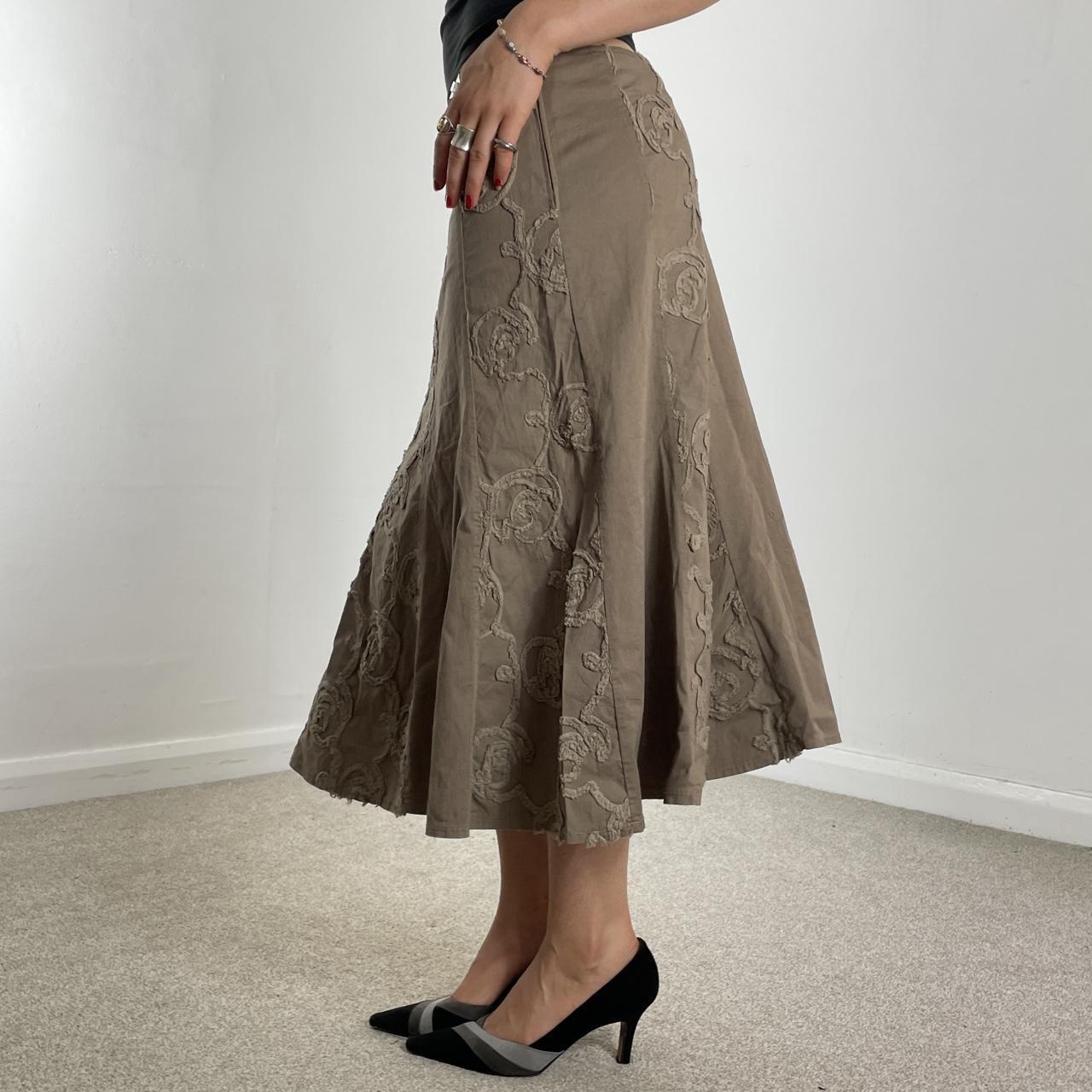 Cream/brown ish fishtale low rise midi skirt
