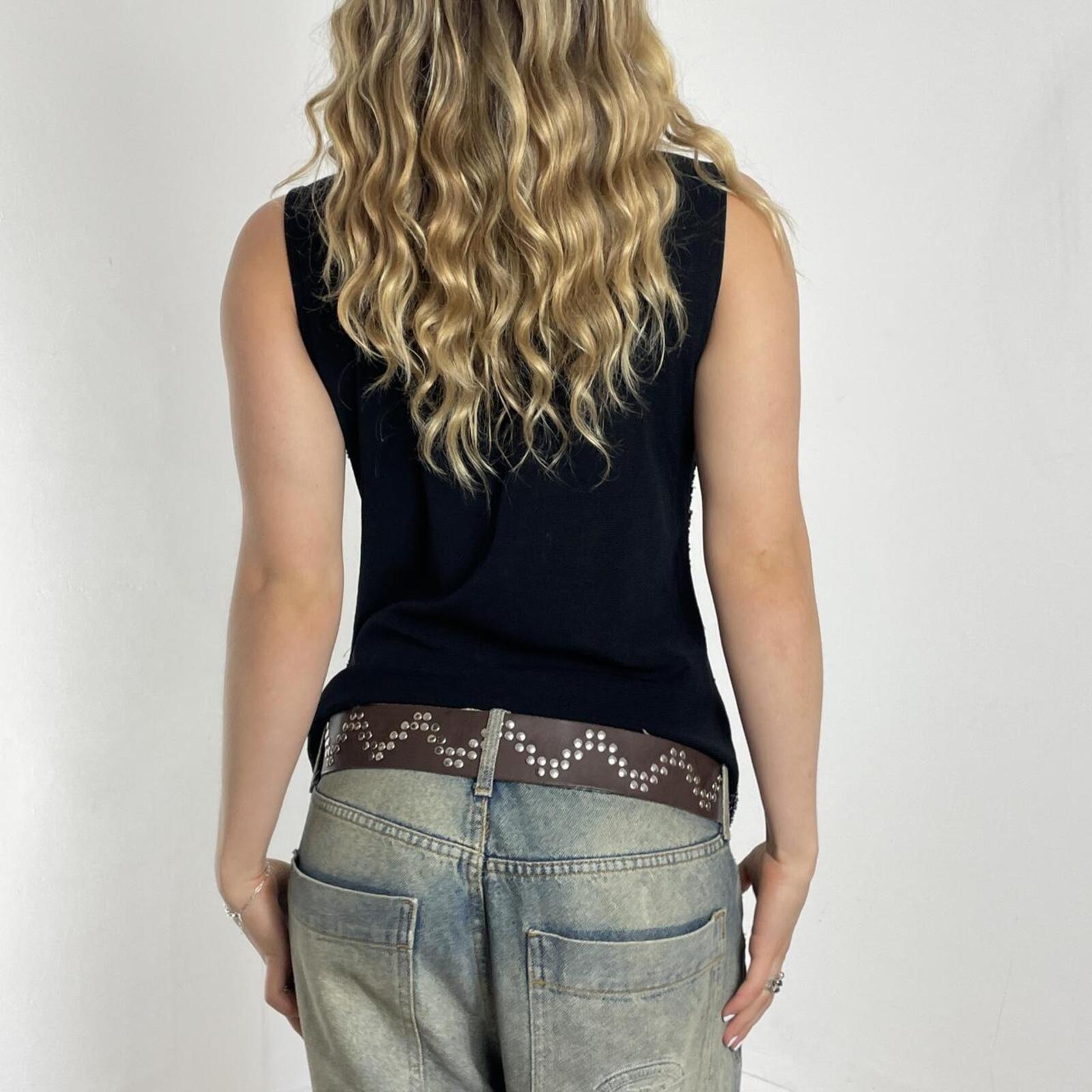 Glittery black and silver beaded tank top