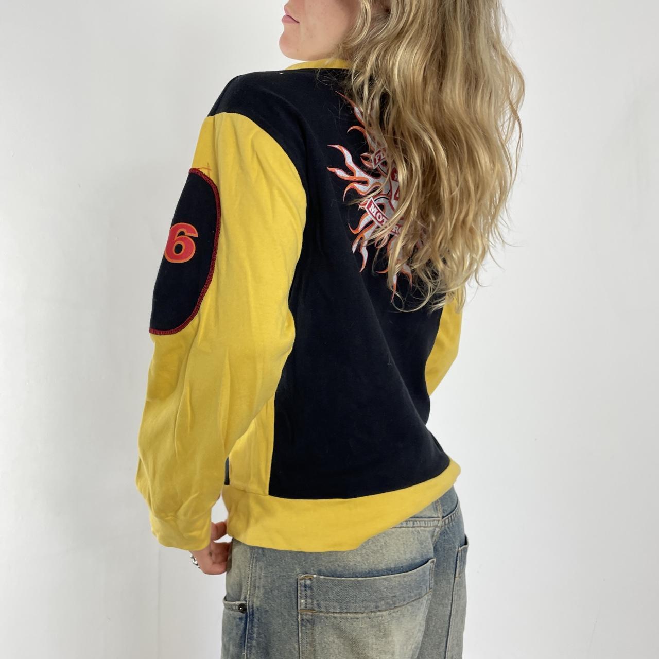 Vintage yellow and black graphic racer zip up