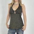 Y2K cut out gold and black babydoll top