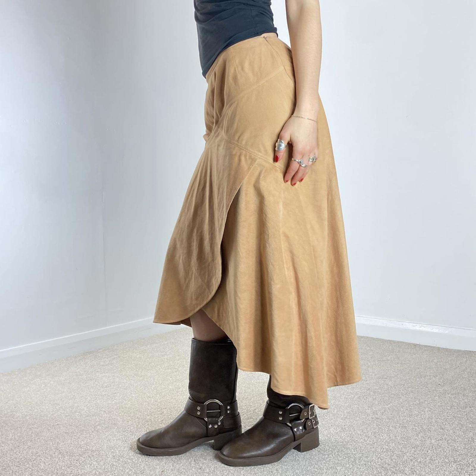 Vintage suade tan wrap maxi skirt
