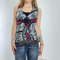 Vintage black and red snake print multi-layered halterneck top