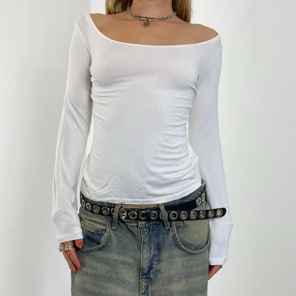 Max & Co. low-neck white long sleeve top