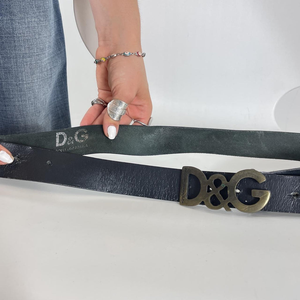 D&G black vintage leather belt