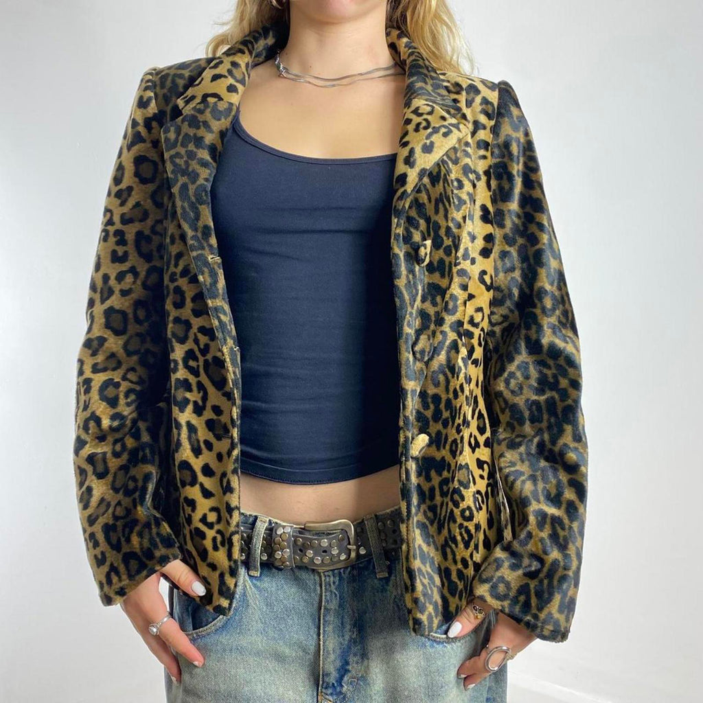Vintage leopard button up jacket