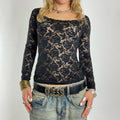 Vintage boatneck lace long sleeve top