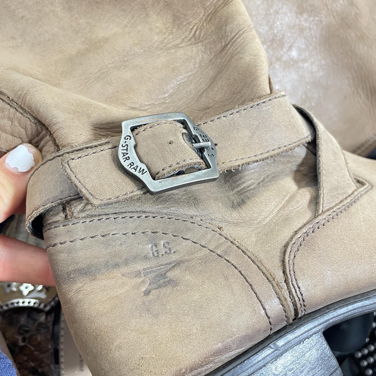 G - Star Raw chunky buckled brown leather biker boots
