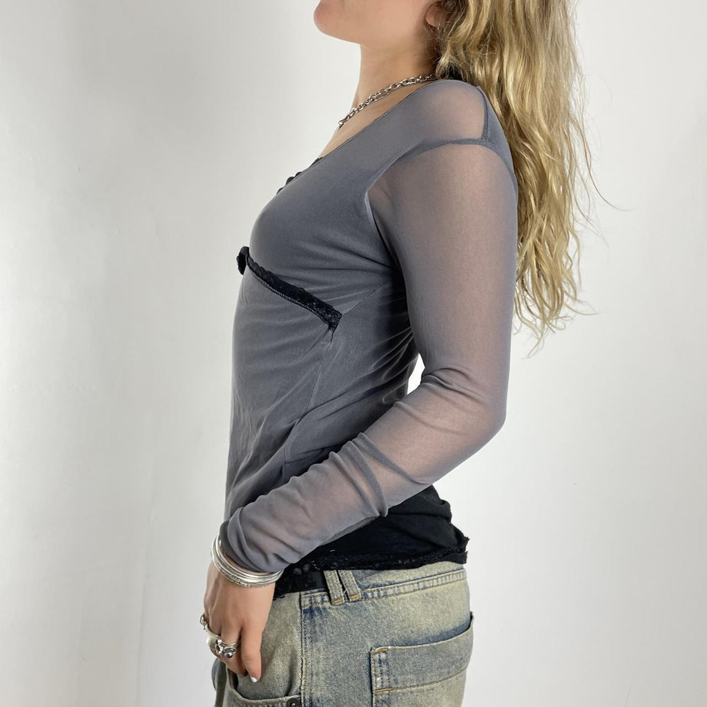 Vintage grey and black mesh long sleeve