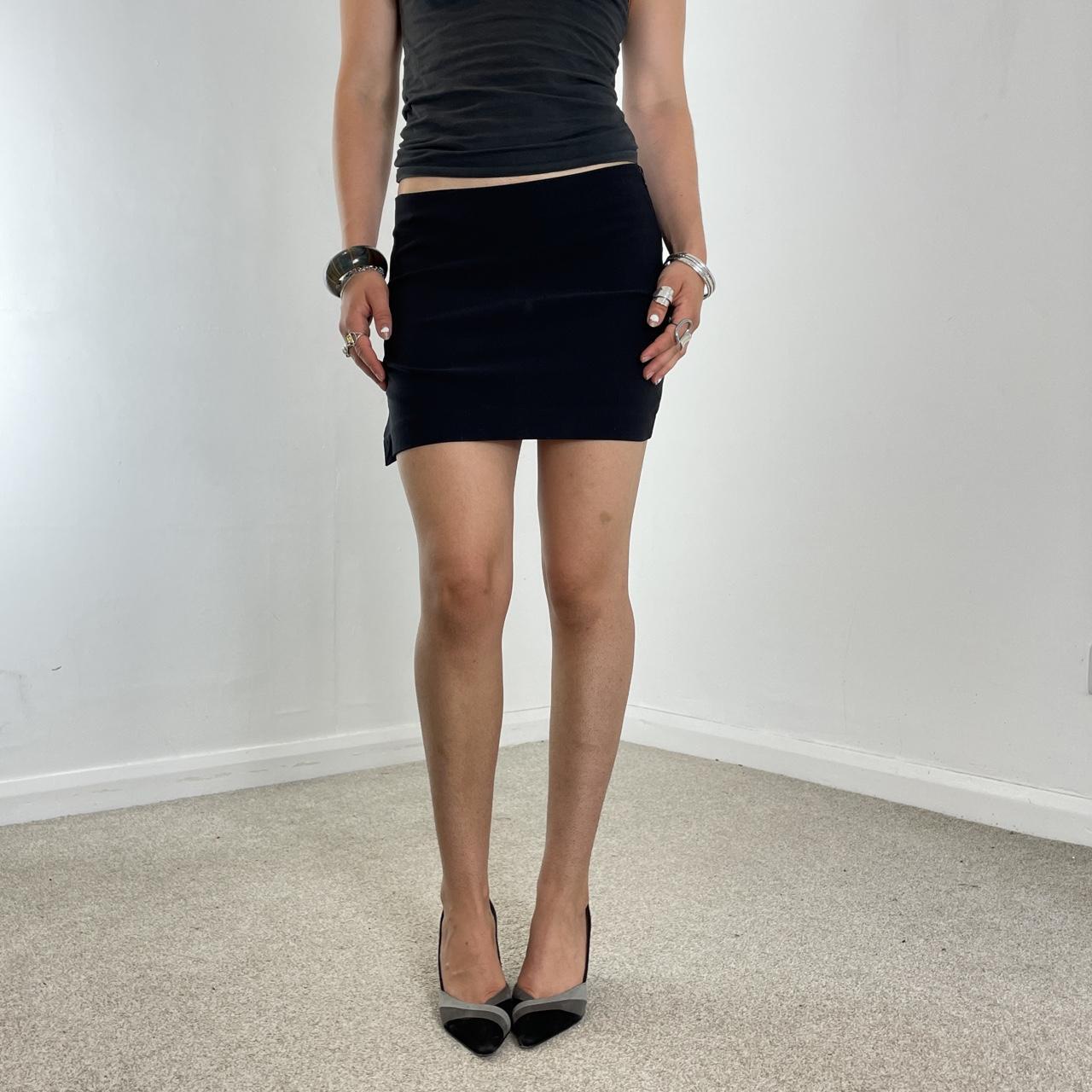 Black everyday mini skirt with a slit