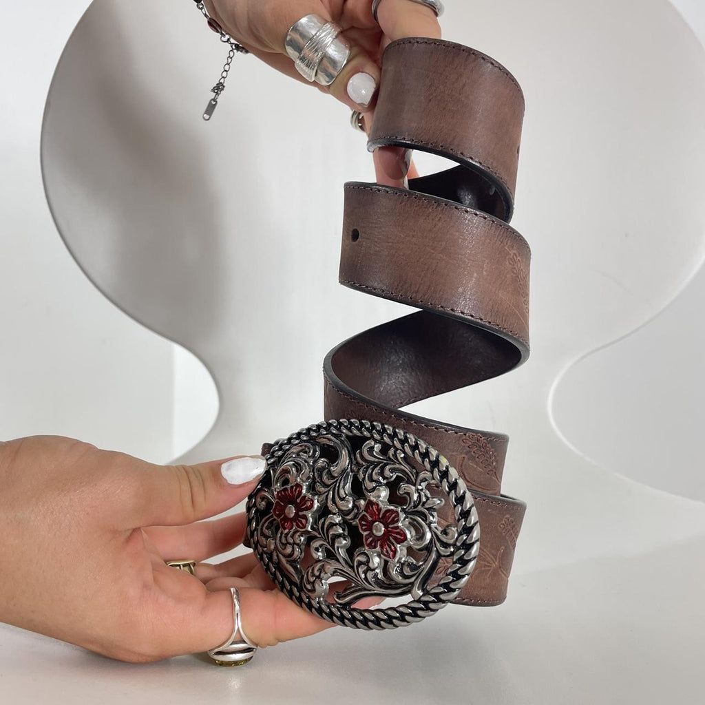 Silver and brown bohemian belt